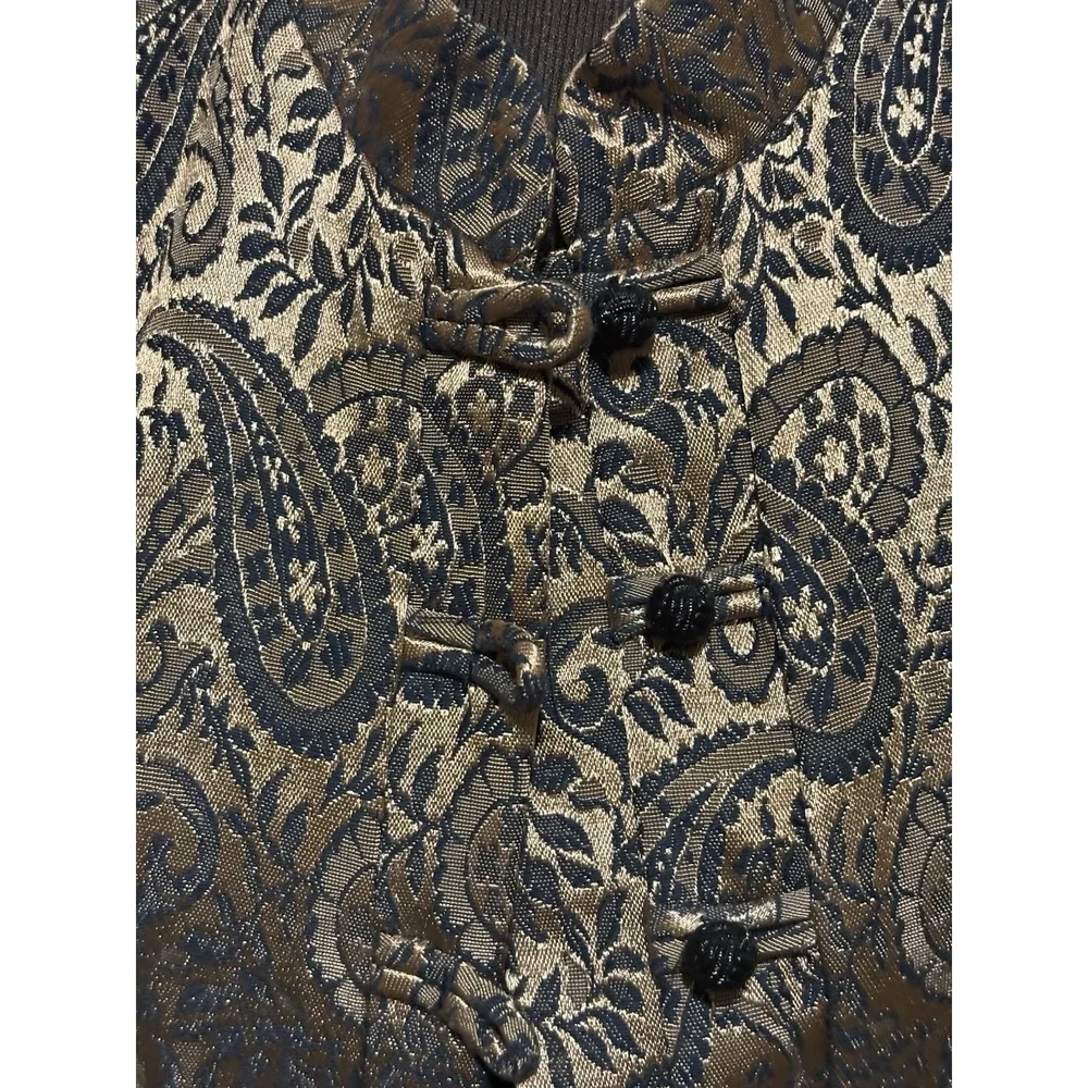 VTG 80s Women MSK Embroidered Dinner Dress Jacket Metallic Gold Paisley Size 22W - Picture 2 of 10